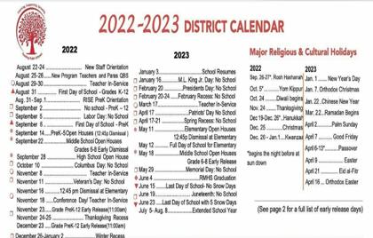 RPS Releases 2022-2023 District Calendar