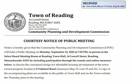 CPDC to Hold Public Meeting on Oakland Rd