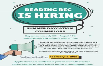 📢 Reading Recreation Hiring for the Summer