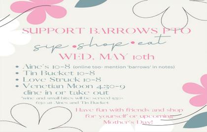 💸 Barrows PTO Fundraiser Downtown Today