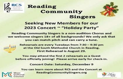 🎶 Reading Community Singers First Rehearsal Tonight