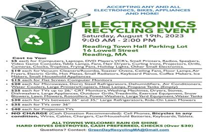 โป๏ธ Electronics Recycling Event Today 9AM-2PM