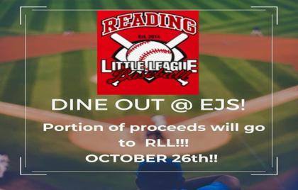 🍕 Reading Little League Fundraiser Today at EJ’s