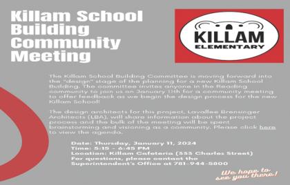 🐨 Killam School Building Design Meeting Tonight