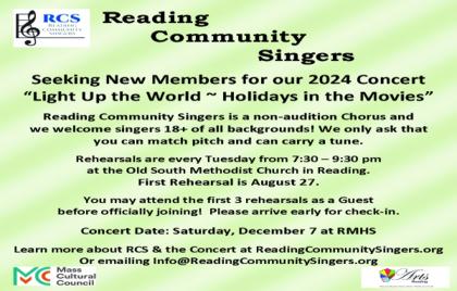 πΆ Reading Community Singers First Rehearsal Tonight