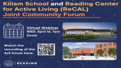 📢 Killam School & Reading Center for Active Living Forum at 7pm