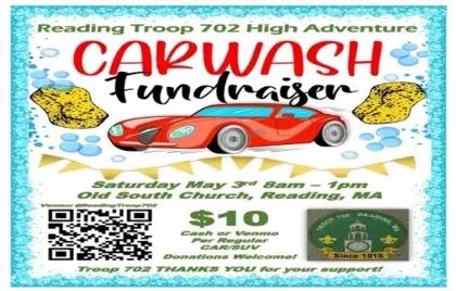 🧼 Troop 702 Carwash Fundraiser at Old South Today 8am-1pm