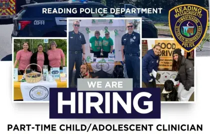 📢 Reading Police Department Hiring Part-Time Child/Adolescent Clinician