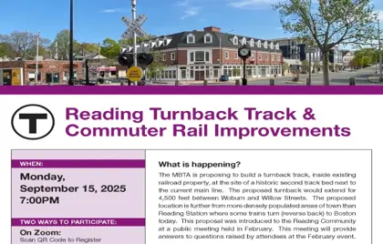 🚉 MBTA Turnback Track and Commuter Rail Improvement Meeting at 7pm