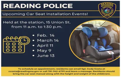 💺 Reading Police Department Announces Car Seat Installation Events