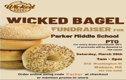 🥯 Wicked Bagel Fundraiser for Parker Middle School Today 7am-2pm