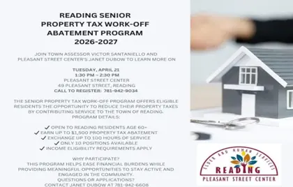 💰 Applications Open: Reading Senior Property Tax Work-Off Program (2026–2027)