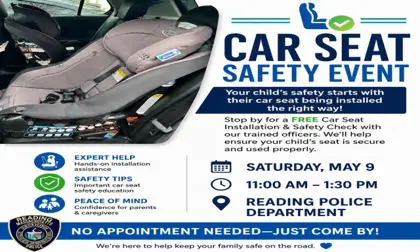 💺 Reading Police Department Child Car Seat Event Today