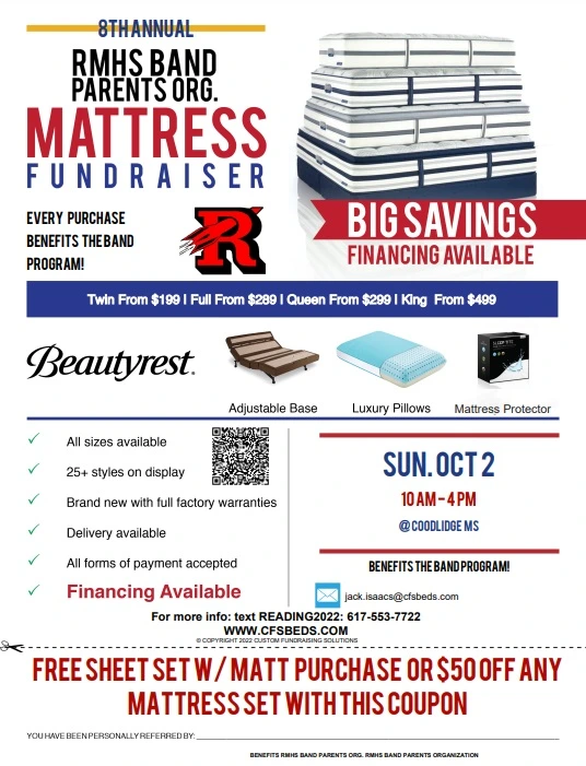 RMHS Band Mattress Fundraiser Flyer