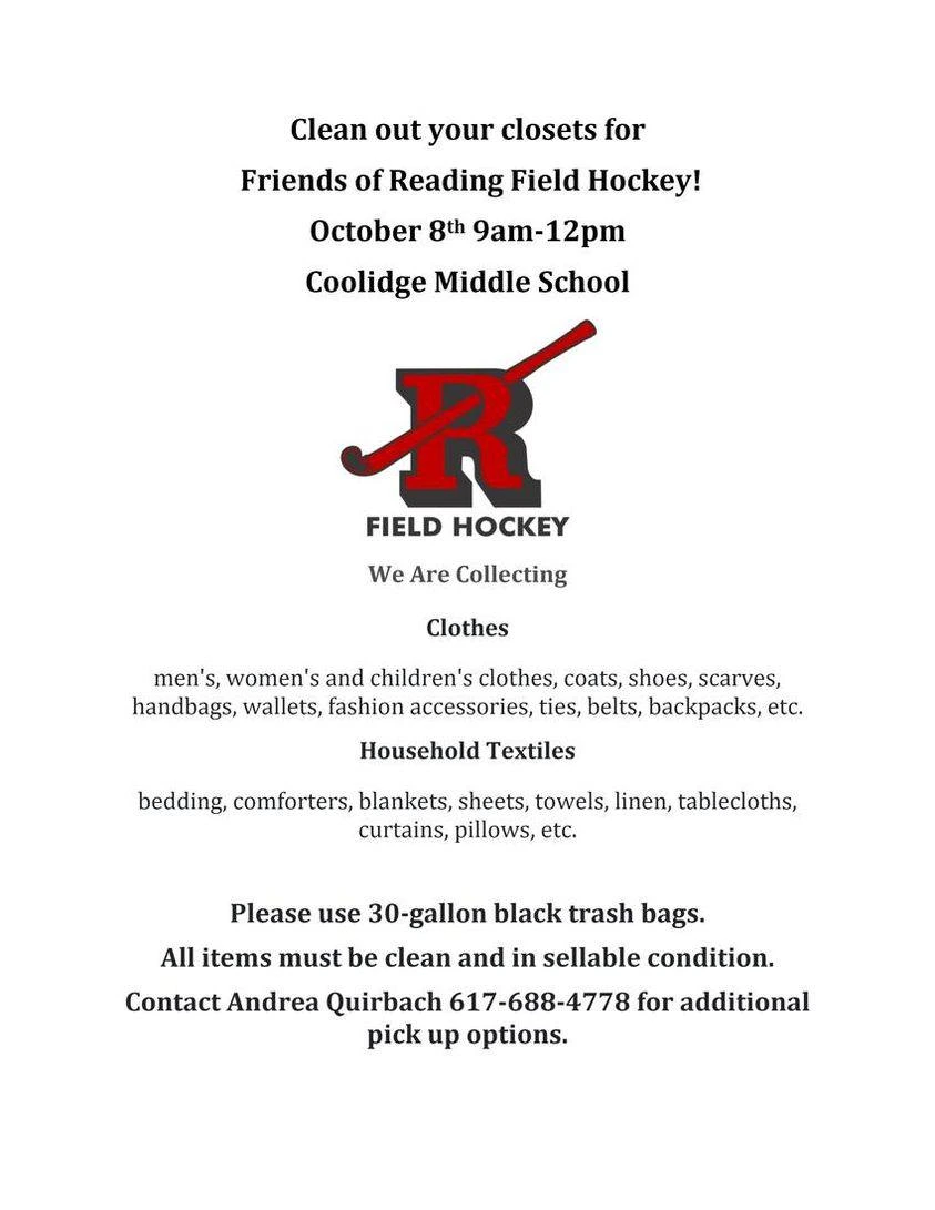 Friends of Reading Field Hockey Closet Cleanout