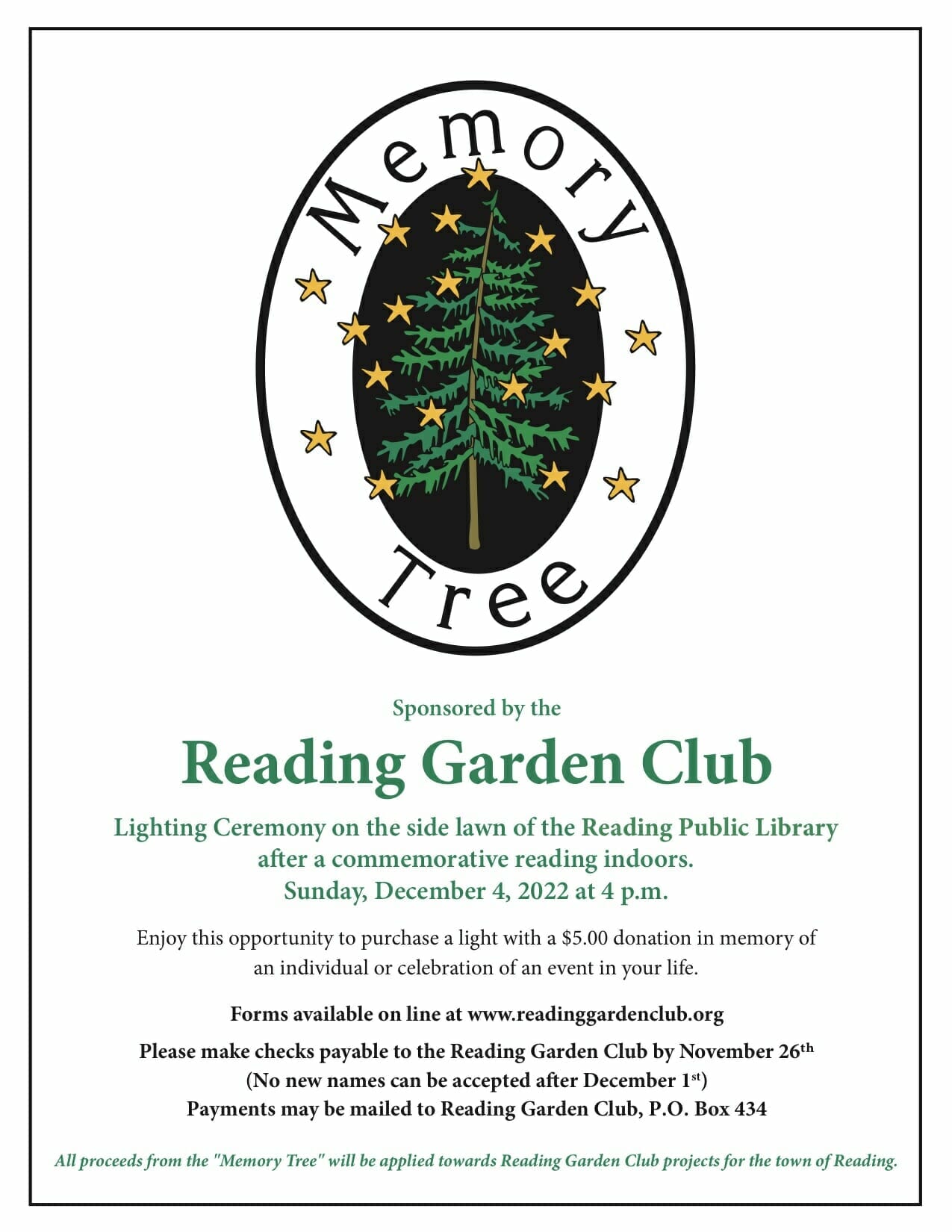 Reading Garden Club Memory Tree