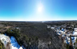 Aerial view showing the overall area of the Symond's Way property