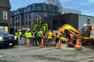 The Water Division on site at the water main break last night on Haven & Gould Street.