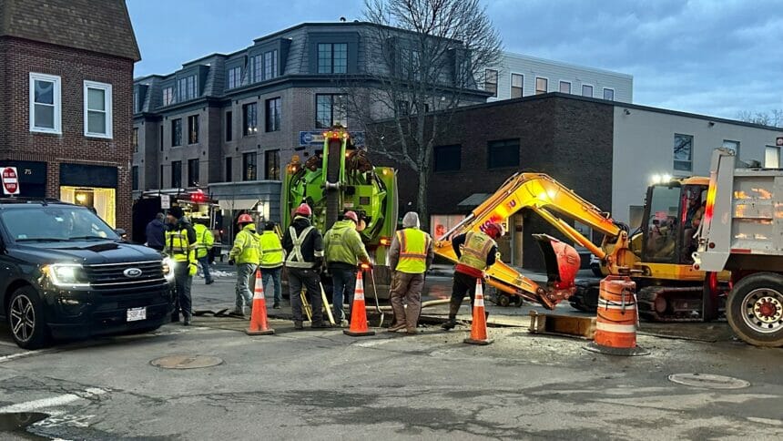 The Water Division on site at the water main break last night on Haven & Gould Street.