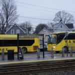 Shuttle buses at the Reading Train Depot.