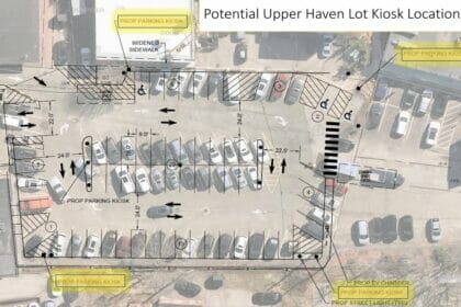 Page 47 from the Select Board packet on potential parking kiosk locations.