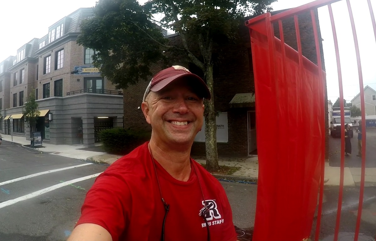 Principal Tracey participating in the dunk tank at the Fall Street Faire 2022