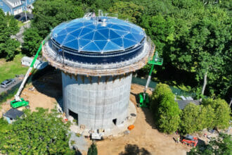 The Auburn Street Water Tower in August 2023