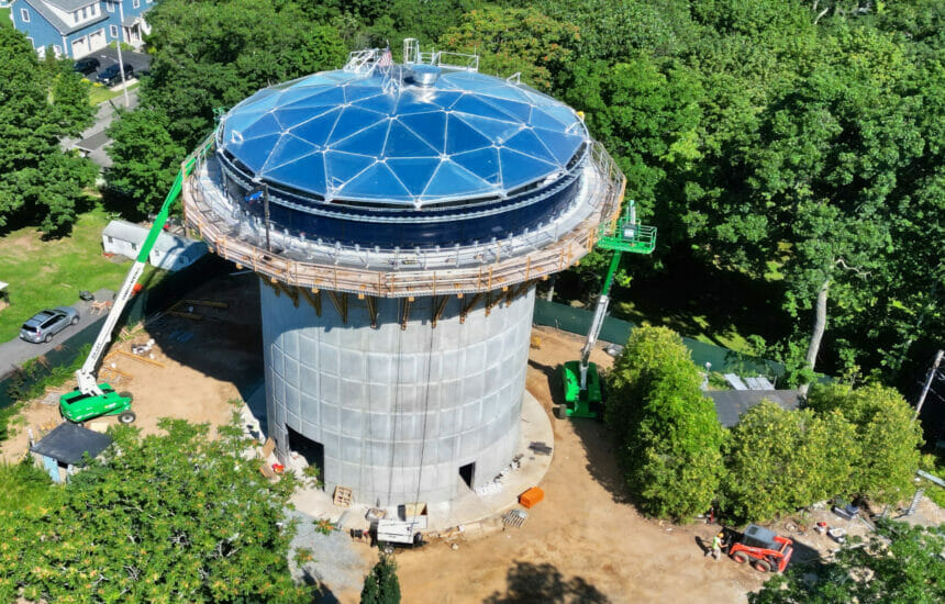 The Auburn Street Water Tower in August 2023