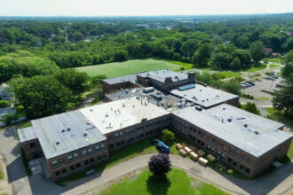 Work being done at The Parker Middle School as part of the roofing project.