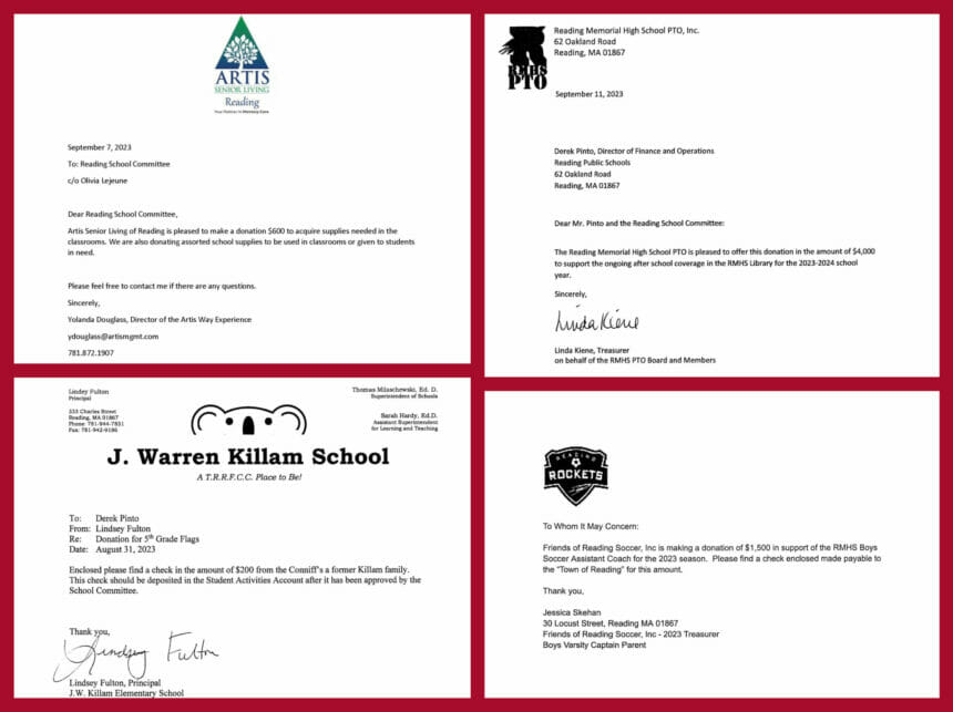 Pages 9, 11, 13 and 15 from the September 18th School Committee packet.