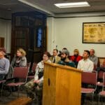 Residents interviewing for the Town Manager Screening Committee during a previous Select Board special meeting.