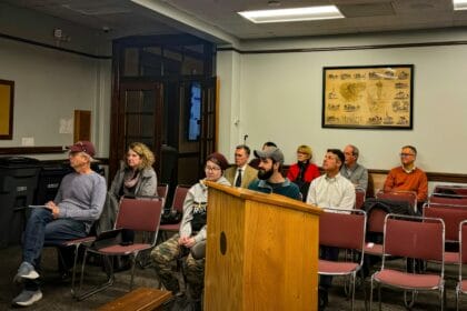 Residents interviewing for the Town Manager Screening Committee during a previous Select Board special meeting.