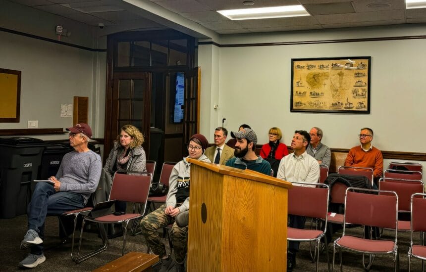 Residents interviewing for the Town Manager Screening Committee during a previous Select Board special meeting.