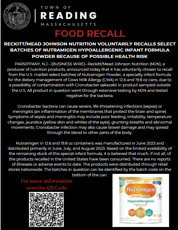 🍼 Infant Formula Recall Alert