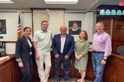Select Board members (L-R) Melissa Murphy, Christopher Haley, Carlo Bacci, Karen Gately Herrick and Mark Dockser