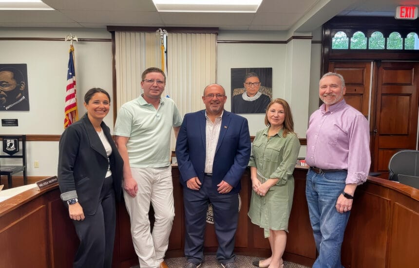 Select Board members (L-R) Melissa Murphy, Christopher Haley, Carlo Bacci, Karen Gately Herrick and Mark Dockser